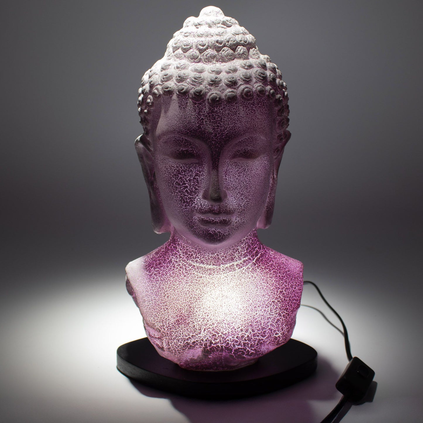 Buddha Kopf Lampe Lavender Crackle – sanftes Licht für entspannte Abende