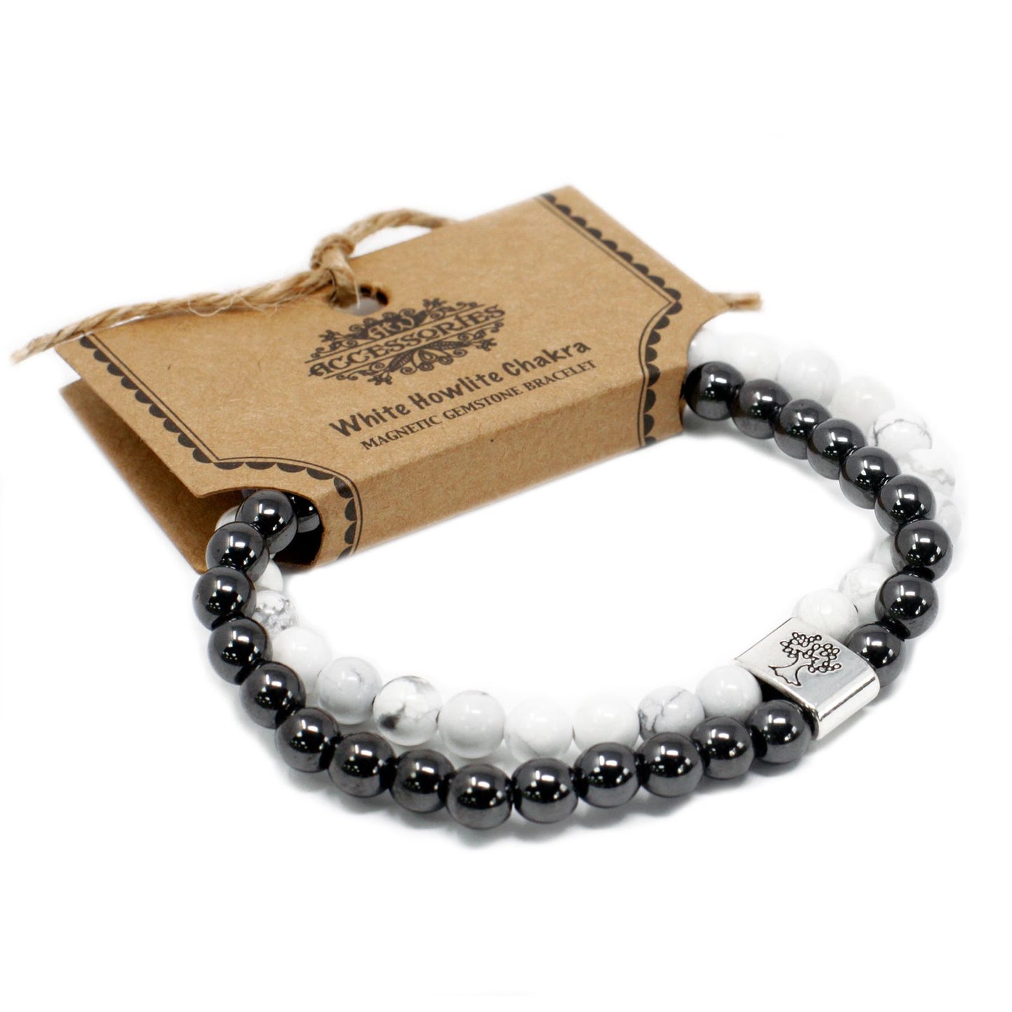 Magnetisches Edelstein Armband mit weißem Howlith & Chakra-Steinen – Harmonie für Körper und Geist
