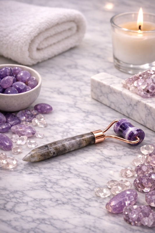 Detailaufnahme Amethyst Face Roller Naturstein