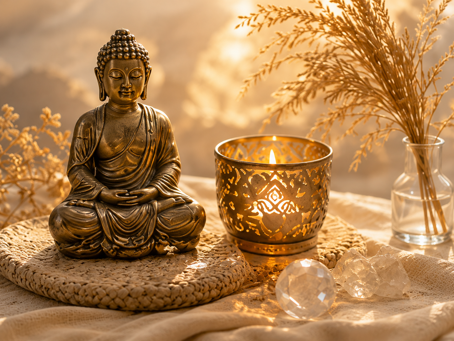 Buddha-Dekoration und Kerzenhalter