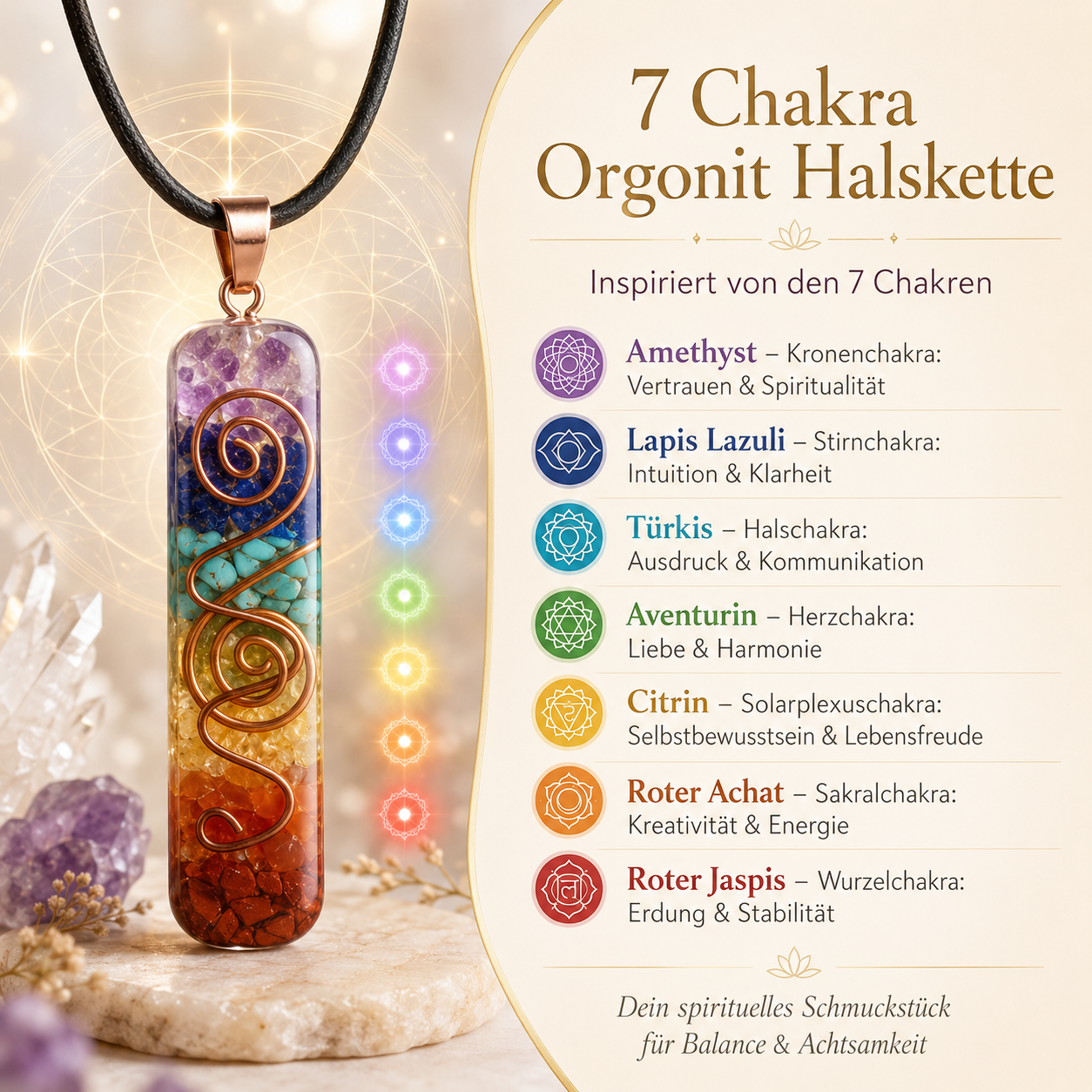 7 Chakra Orgonit Halskette