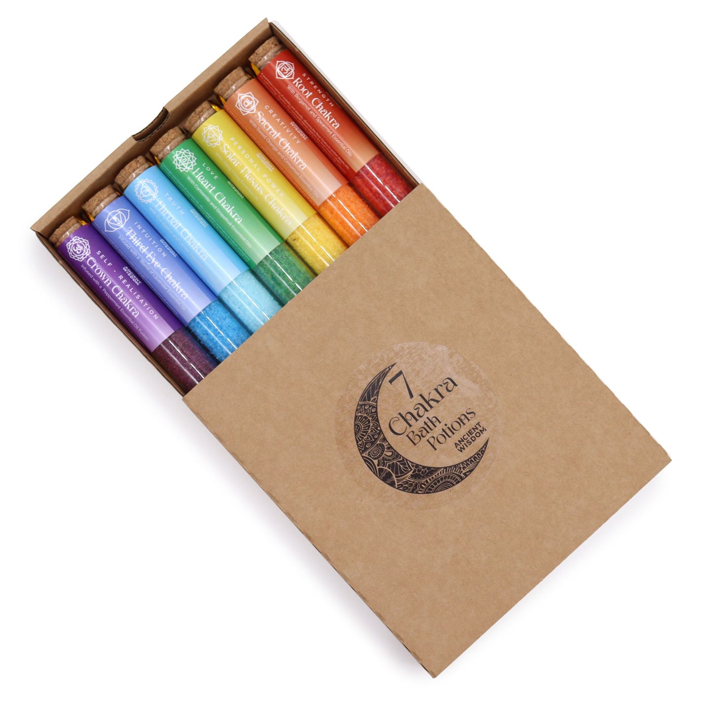 Chakra Badesalz Set – 7 Bath Salt Vials für Balance, Entspannung und Selfcare