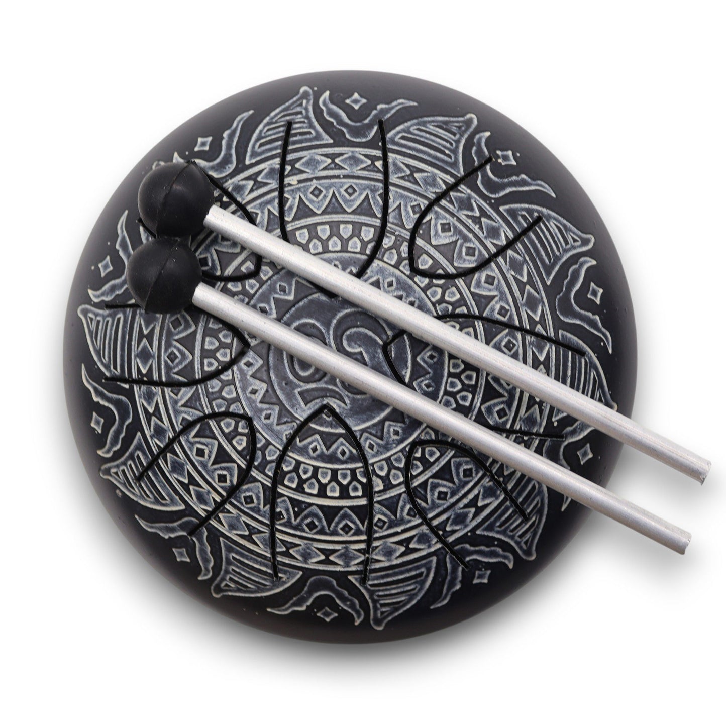 Steel Tongue Drum (16 cm) – OM Mandala Gravur – Meditationsklang-Instrument