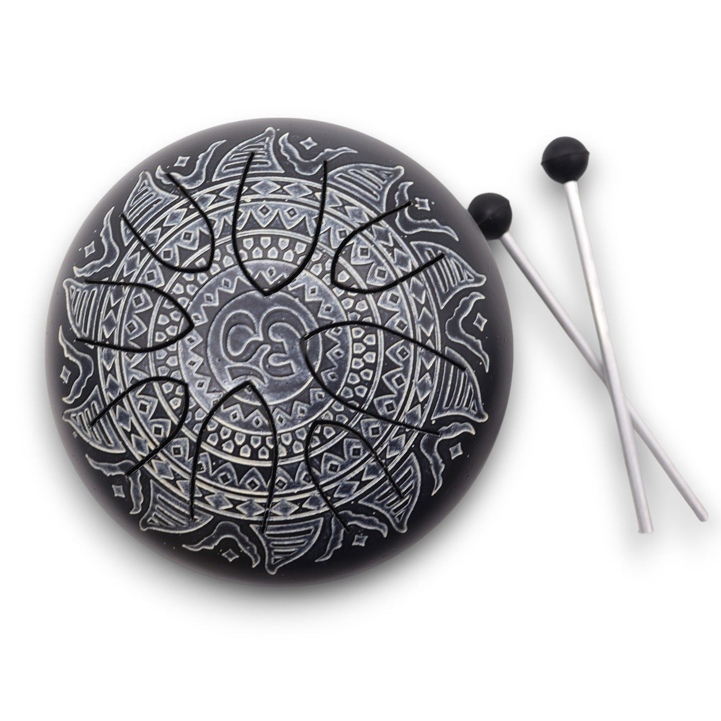 Steel Tongue Drum (16 cm) – OM Mandala Gravur – Meditationsklang-Instrument