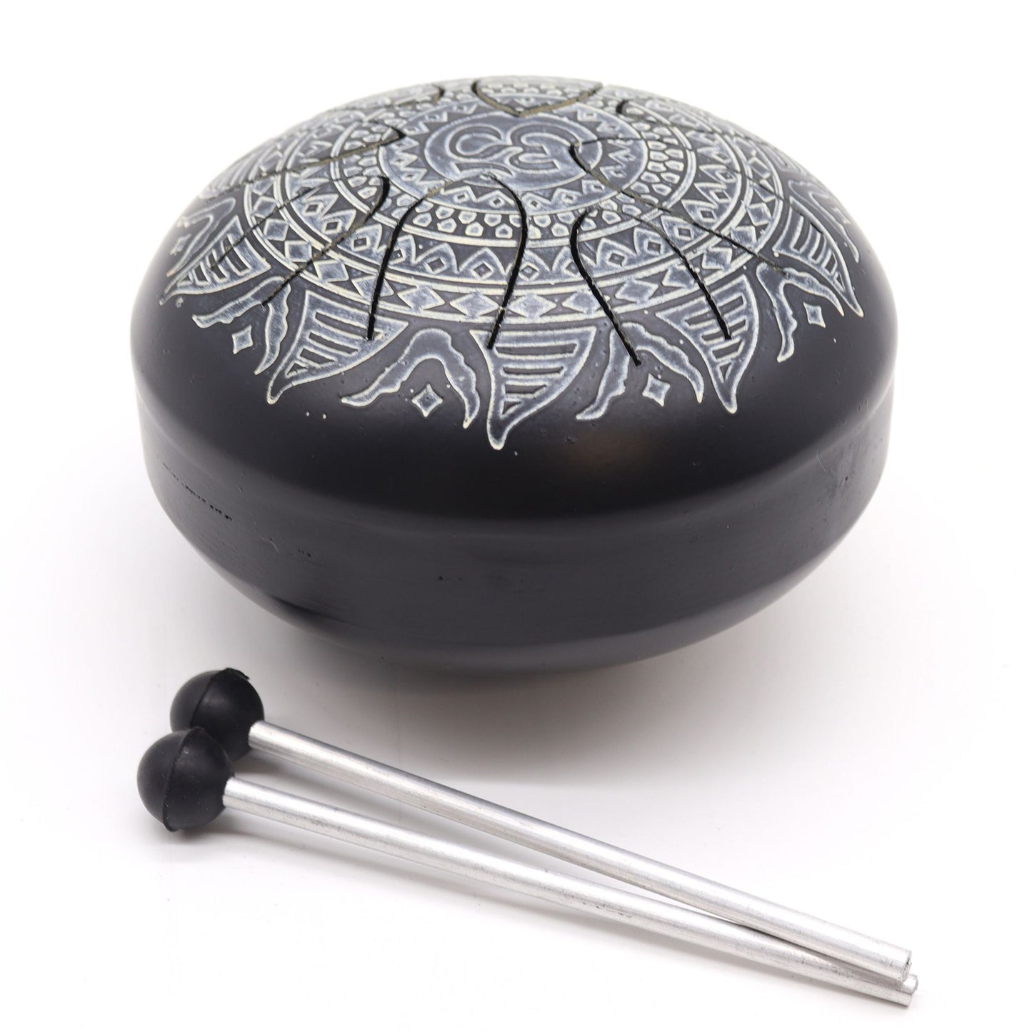 Steel Tongue Drum (16 cm) – OM Mandala Gravur – Meditationsklang-Instrument