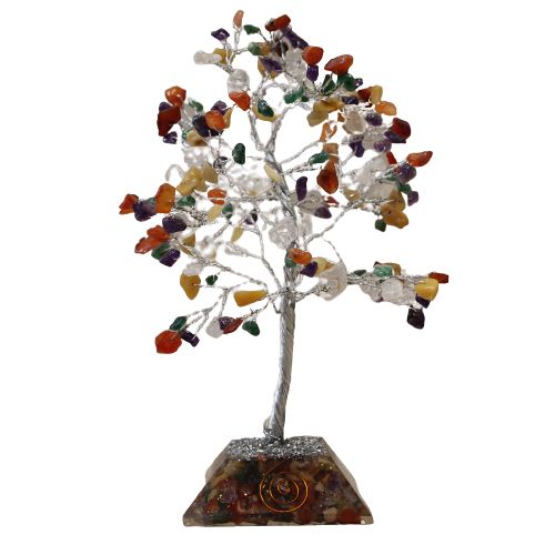 Edelsteinbaum mit Orgonit Basis – Multi Edelsteine für Balance und positive Energie