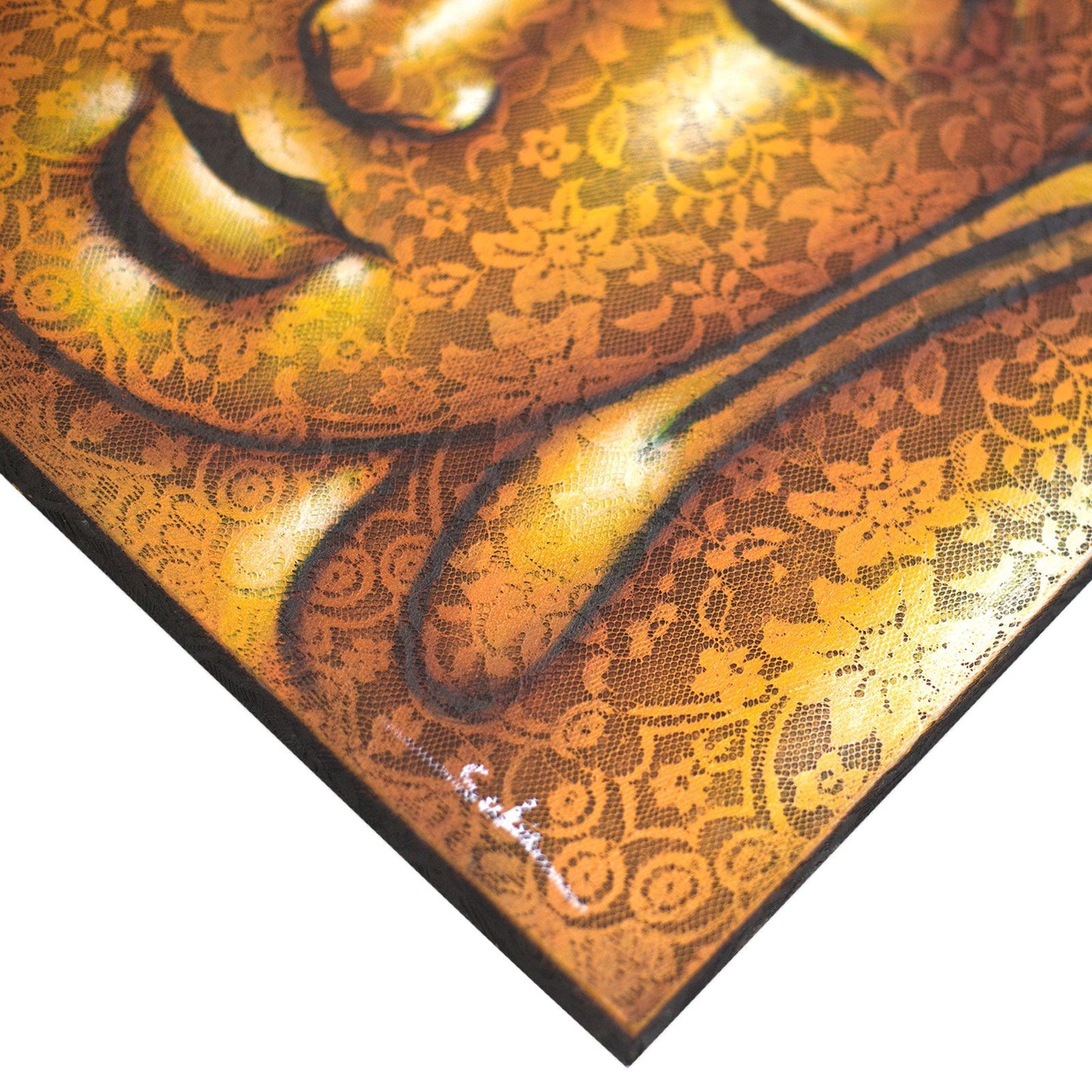 Buddha Wandbild – handgemalte Leinwandkunst aus Bali 80 x 60 cm
