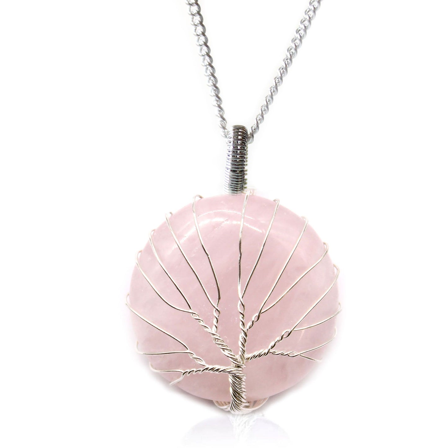 Lebensbaum Halskette mit Rosenquarz – Symbol für Liebe, Harmonie und neue Kraft