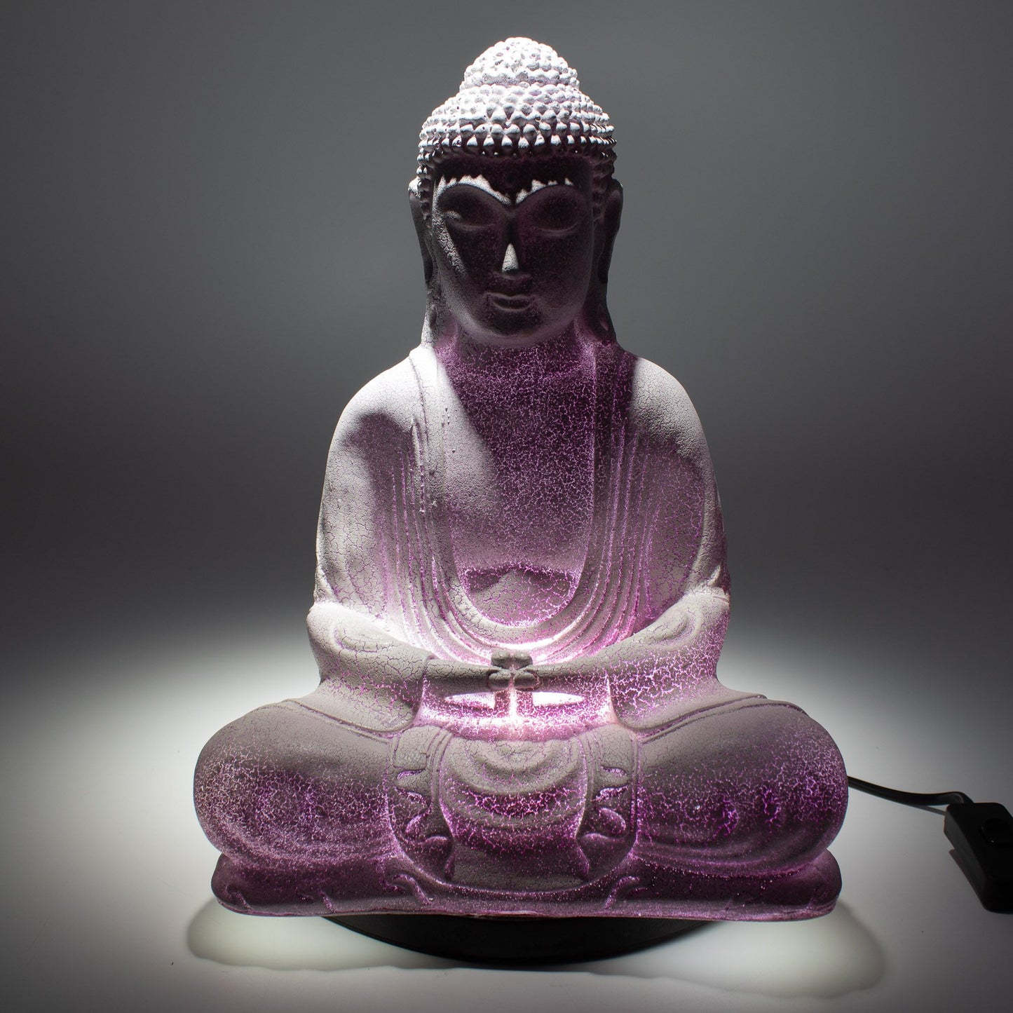 Meditations Buddha Lampe Lavender Crackle – sanftes Licht für Ruhe und Achtsamkeit