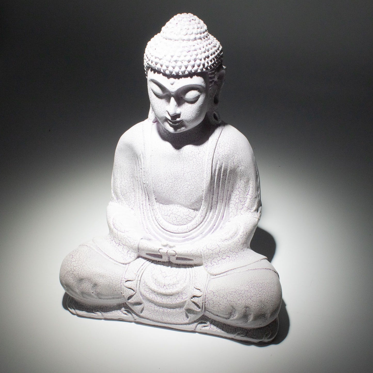 Meditations Buddha Lampe Lavender Crackle – sanftes Licht für Ruhe und Achtsamkeit