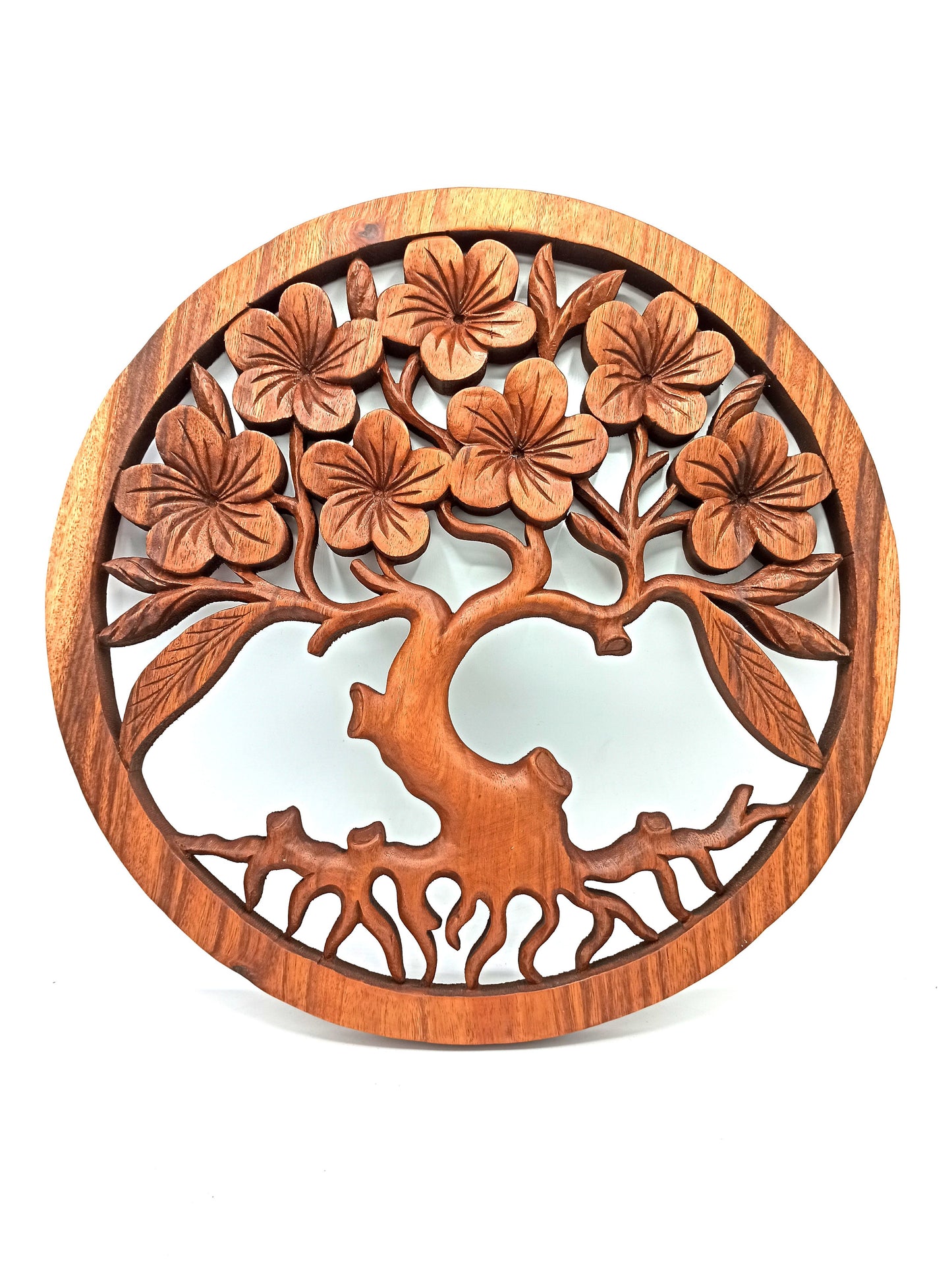 Lebensbaum Wandbild aus Holz – handgeschnitztes Tree of Life Panel 40 cm