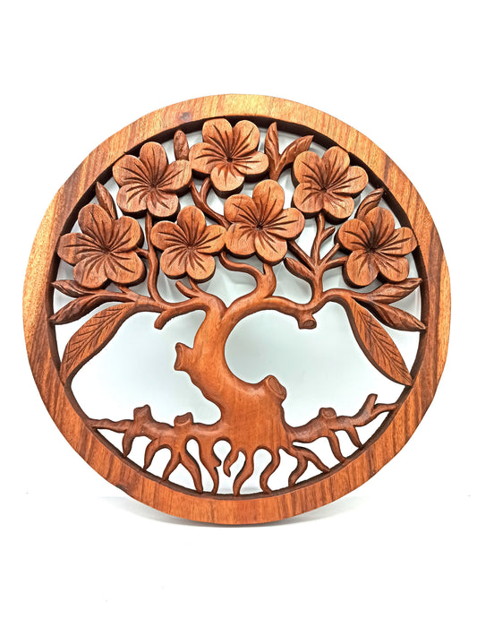 Lebensbaum Wandbild aus Holz – handgeschnitztes Tree of Life Panel 40 cm