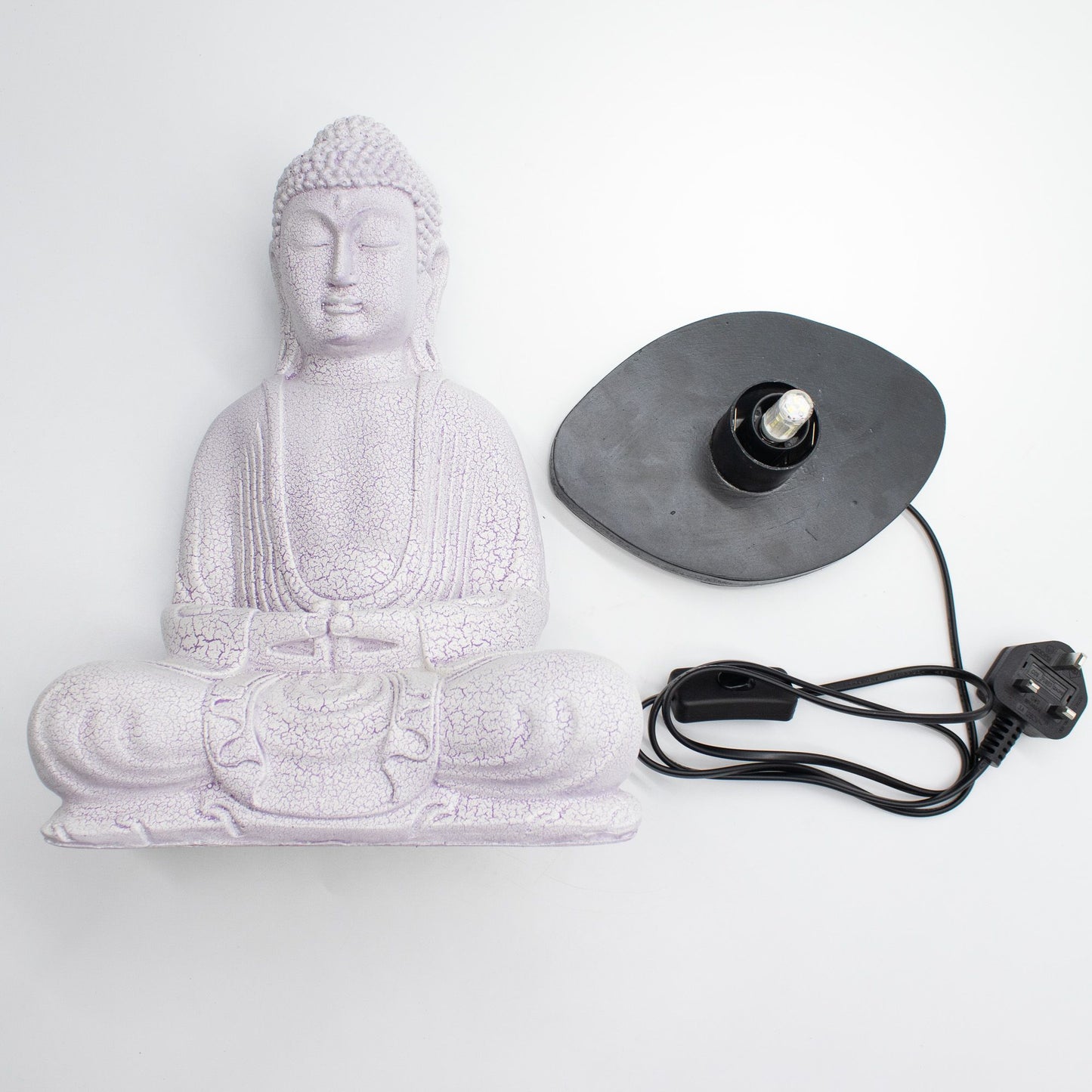 Meditations Buddha Lampe Lavender Crackle – sanftes Licht für Ruhe und Achtsamkeit