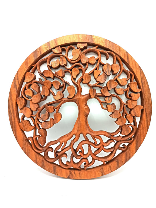 Lebensbaum Love Wandbild aus Holz – handgeschnitztes Tree of Life Panel 40 cm