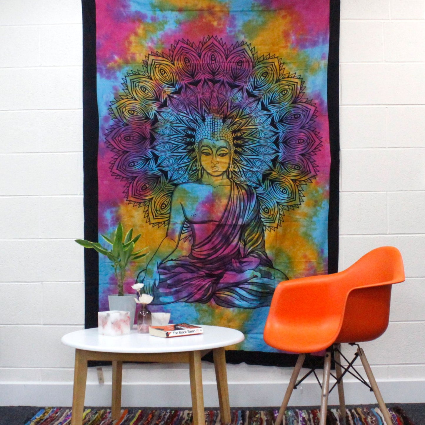 Baumwoll Tagesdecke & Wandbehang „Elefantenkopf“ – handgefertigt aus Indien (130 × 200 cm)