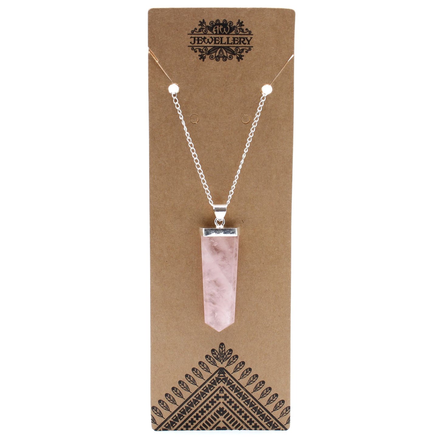 Rosenquarz Kristall Anhänger – Flat Pencil Pendant für Liebe und Harmonie