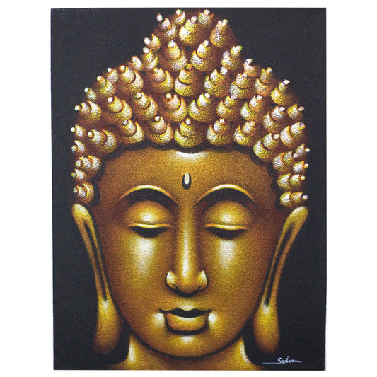 Buddha Wandbild – handgemalte Leinwandkunst aus Bali für Ruhe und Harmonie