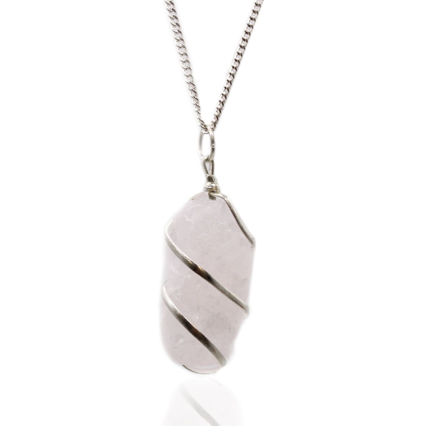 Rosenquarz Halskette – Cascade Wrapped Edelstein Anhänger