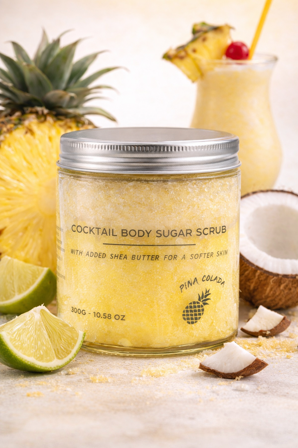 Detailaufnahme Piña Colada Zuckerpeeling Textur