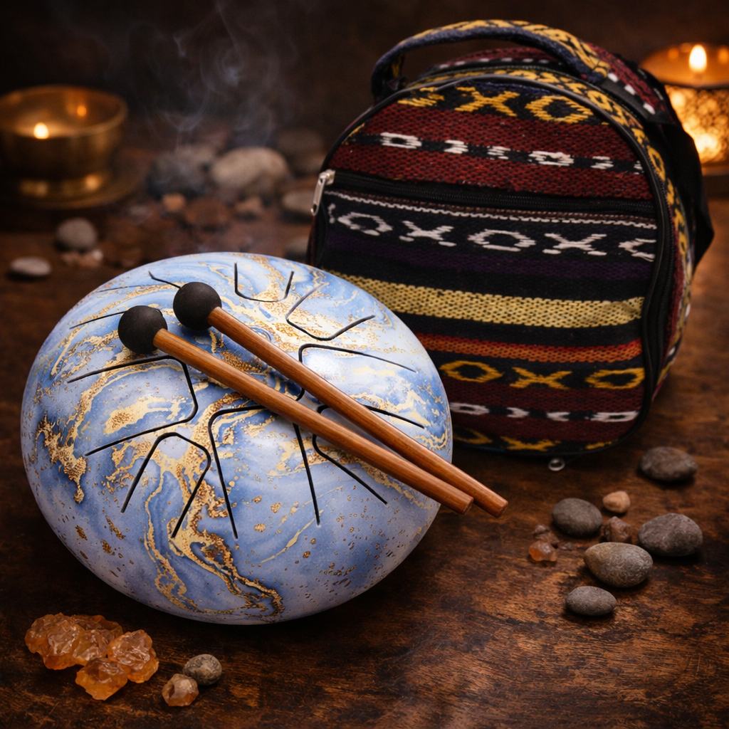 Detailaufnahme Steel Tongue Drum Oberfläche