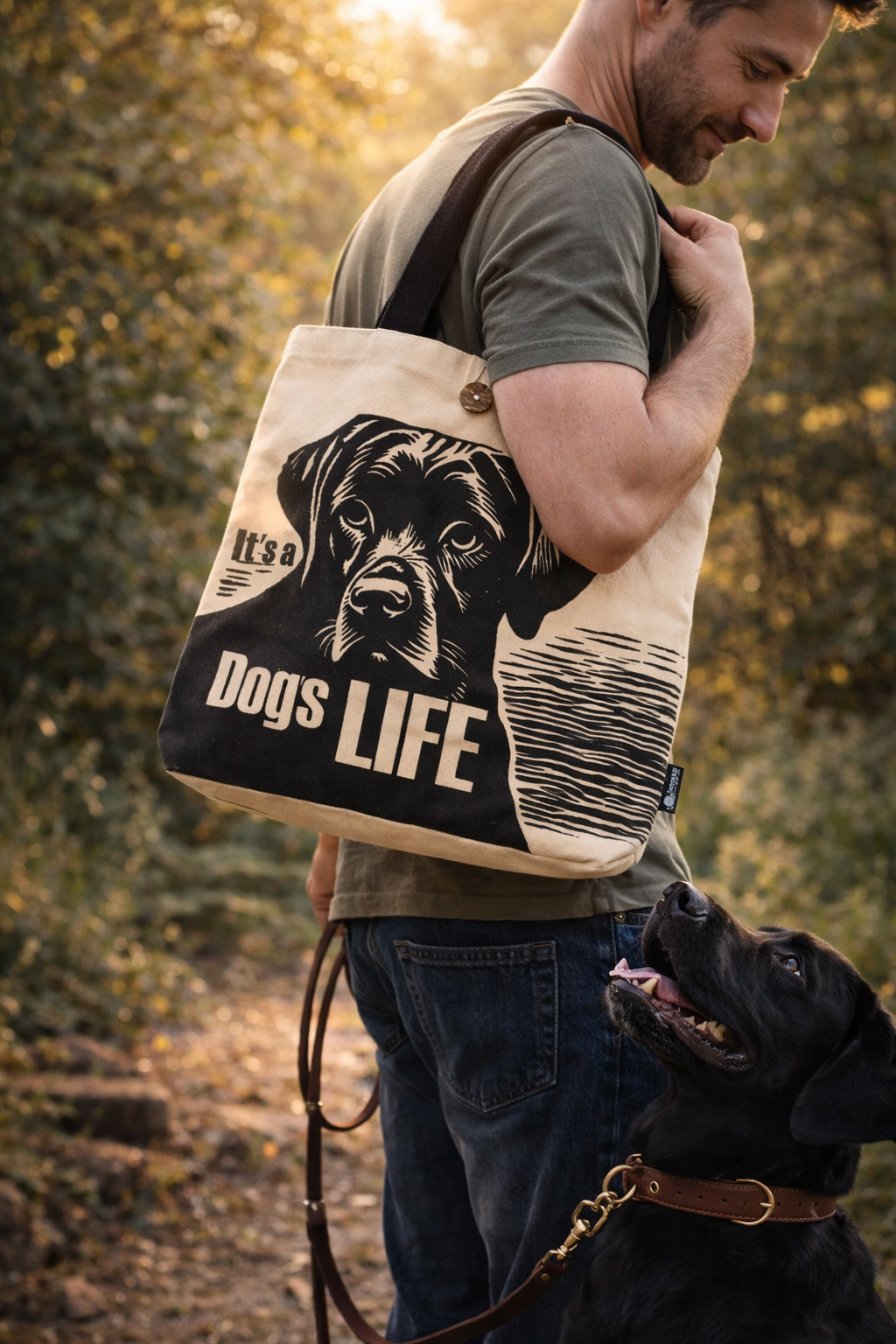 Baumwolltasche Weiß mit Hundemotiv