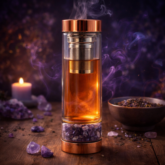 Kristallglas Teeflasche mit Amethyst und Sieb