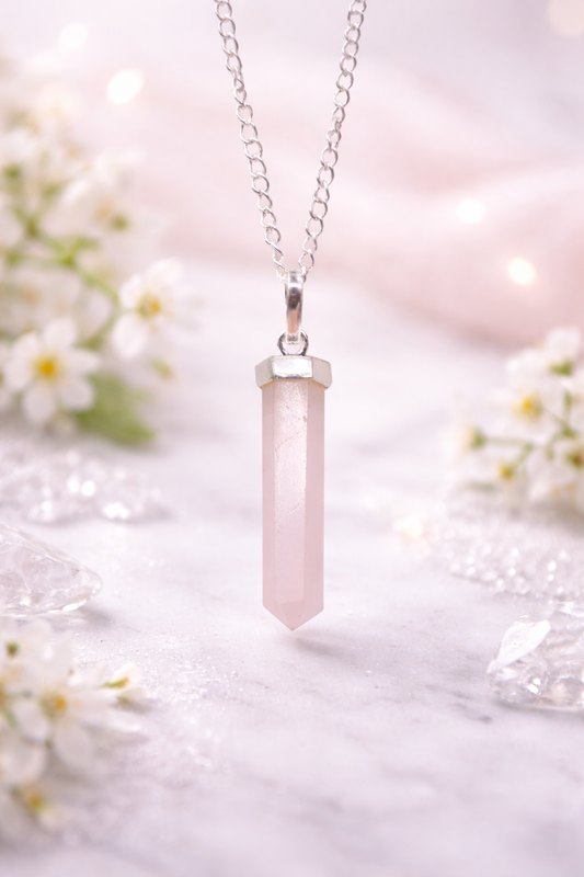 Rosenquarz Spitzenanhänger Edelstein Schmuck