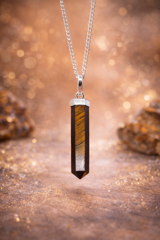 Tigerauge Spitzenanhänger Edelstein Schmuck