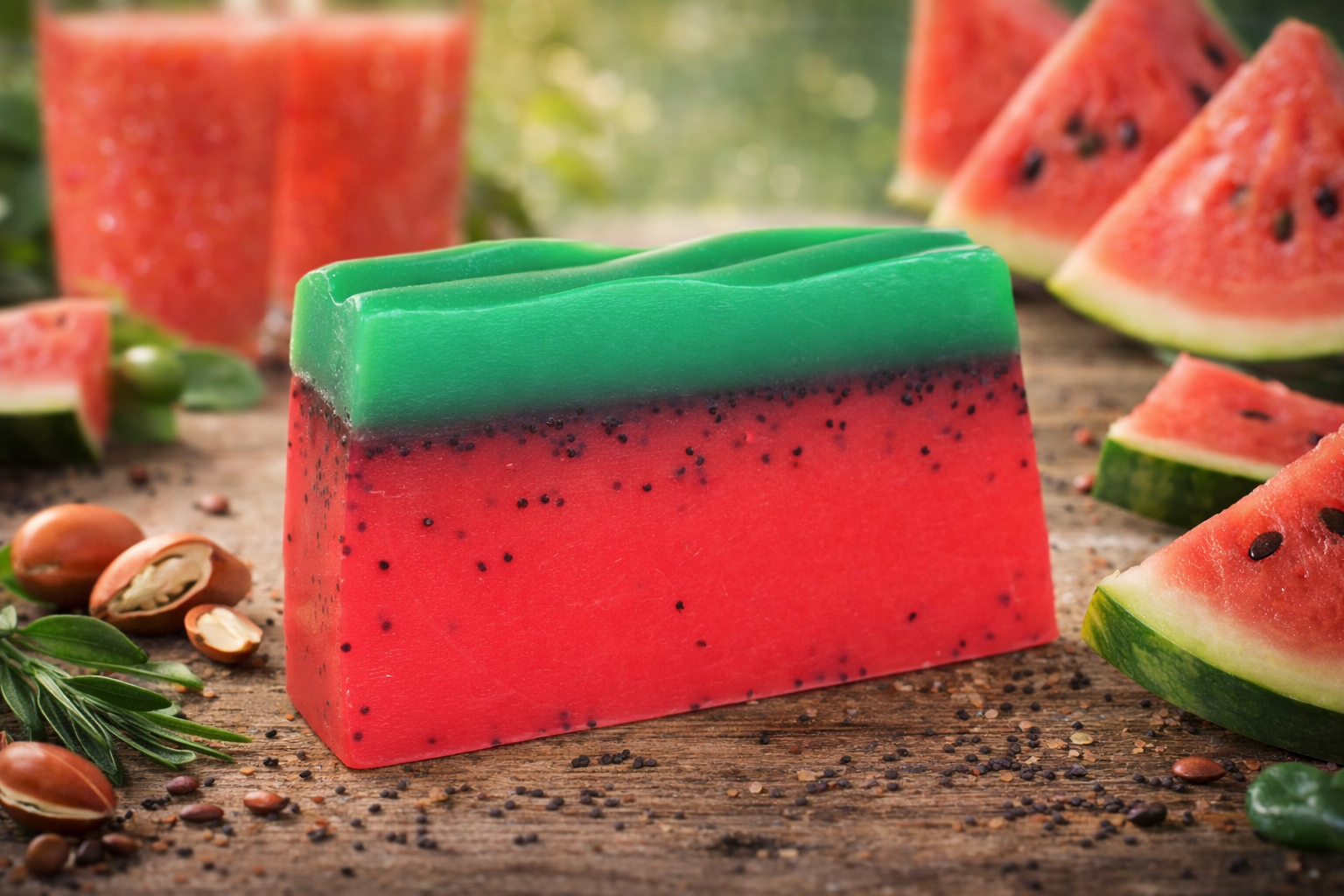 Wassermelonen Seife mit Mohnsamen
