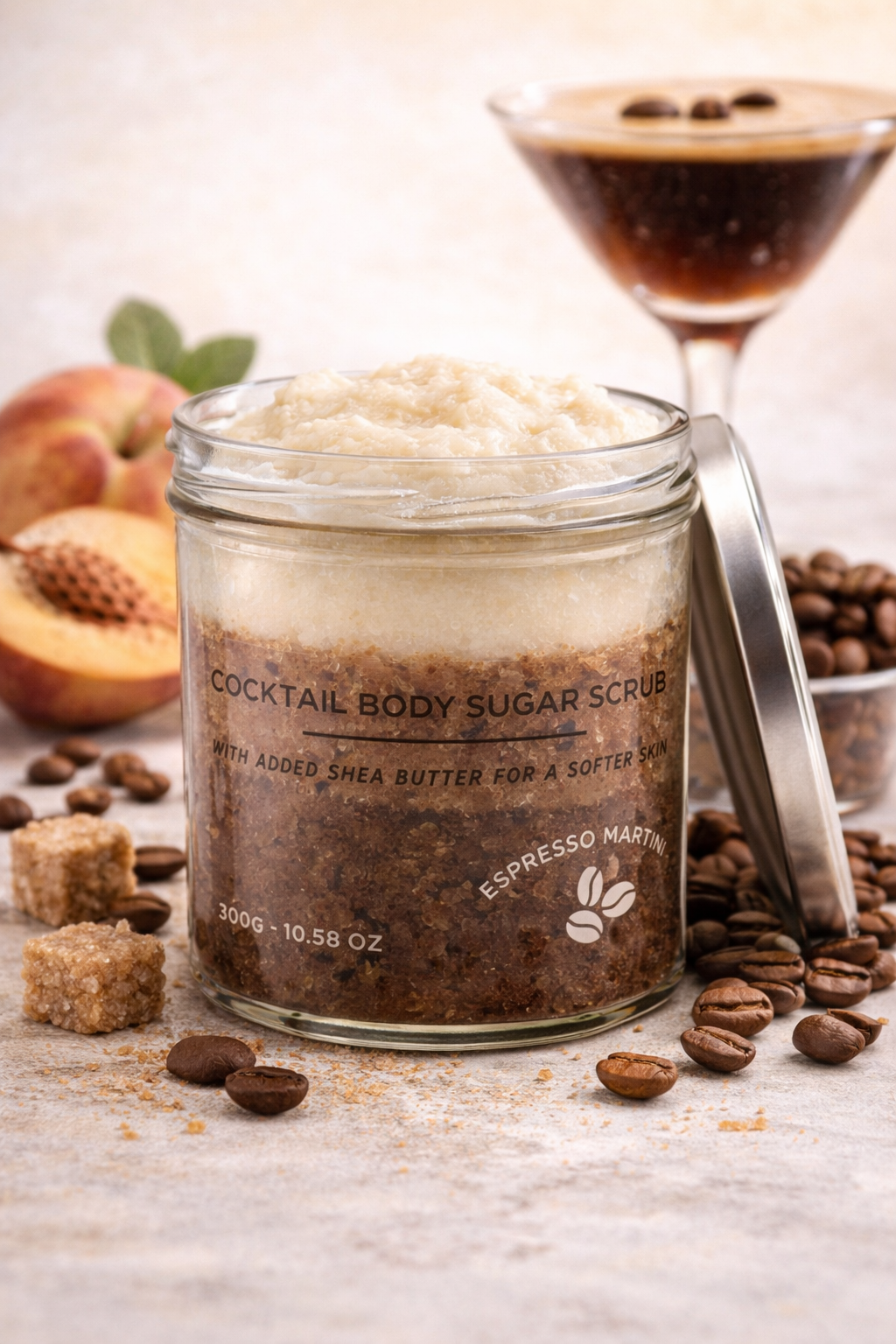 Zucker Körperpeeling Espresso Martini veganes Body Scrub